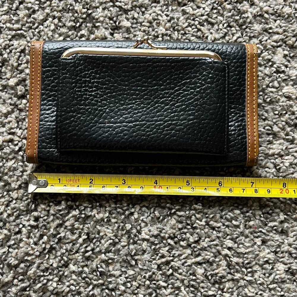 Vntage Dooney Bourke Black Pebbled Genuine Leather Trifold Wallet Classic Unisex - Picture 7 of 8